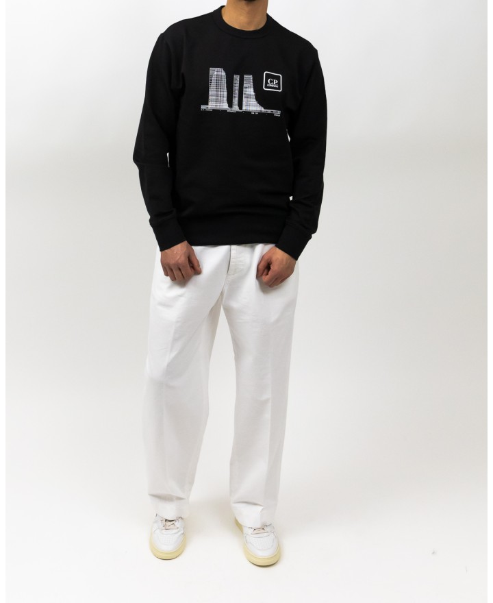 CP Company Metropolis - Men's Black Crew Neck Sweatshirt LSS051A00 6452W 999 P25