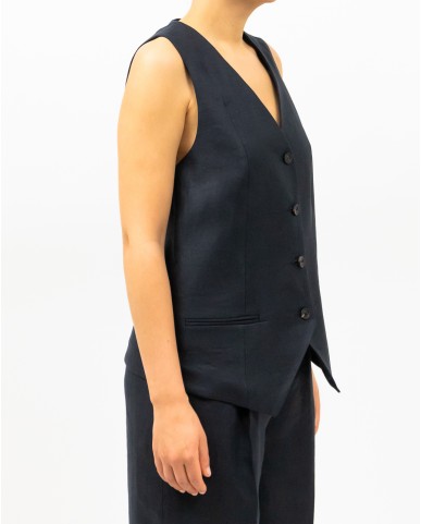 Peserico - Gilet Smanicato Blu Notte Donna M03010 02606 762 P25