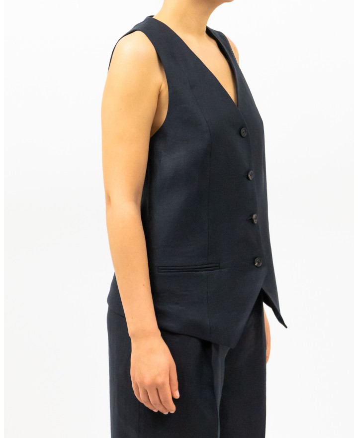 Peserico - Gilet Smanicato Blu Notte Donna M03010 02606 762 P25