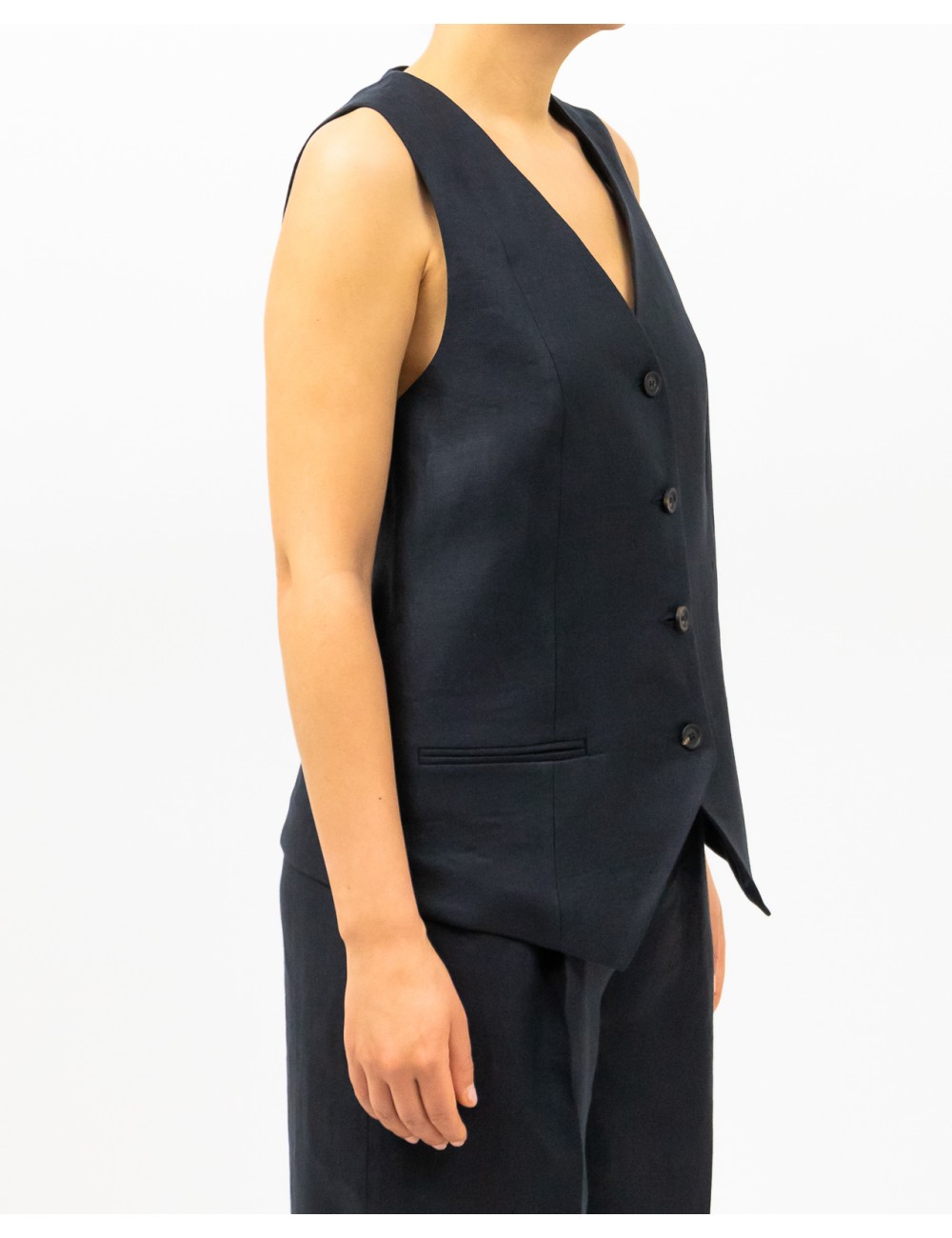 Peserico - Gilet Smanicato Blu Notte Donna M03010 02606 762 P25