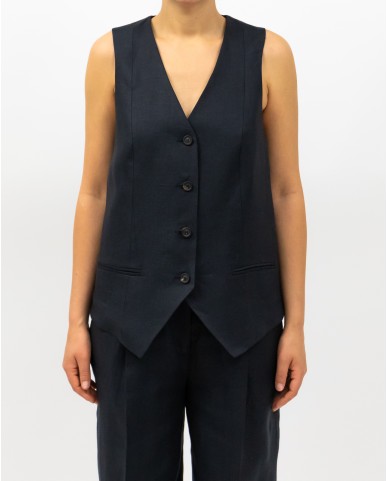 Peserico - Gilet Smanicato Blu Notte Donna M03010 02606 762 P25