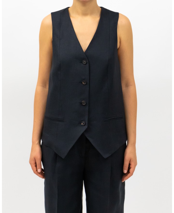 Peserico - Gilet Smanicato Blu Notte Donna M03010 02606 762 P25