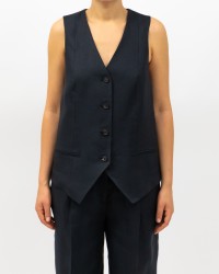 Peserico - Gilet Smanicato Blu Notte Donna M03010 02606 762 P25