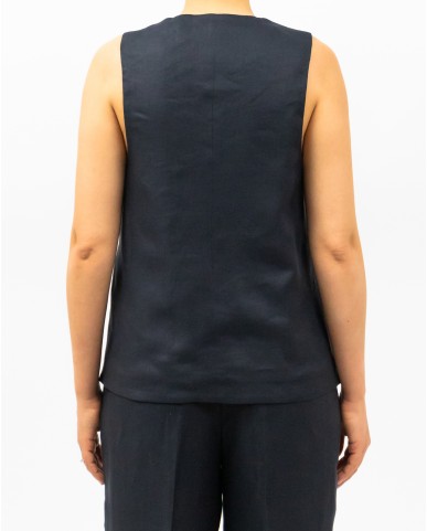 Peserico - Gilet Smanicato Blu Notte Donna M03010 02606 762 P25