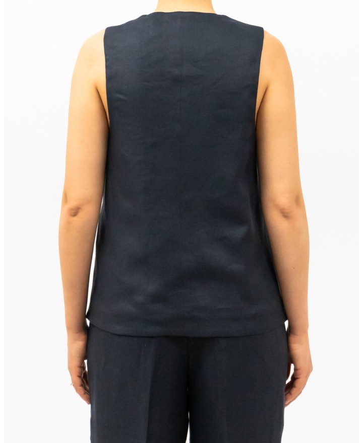 Peserico - Gilet Smanicato Blu Notte Donna M03010 02606 762 P25