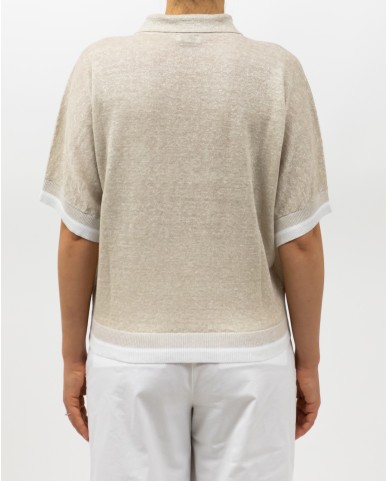 Peserico - Polo Senza Bottoni Cappuccino Beige Donna M99912F12 B9273 B43 P25