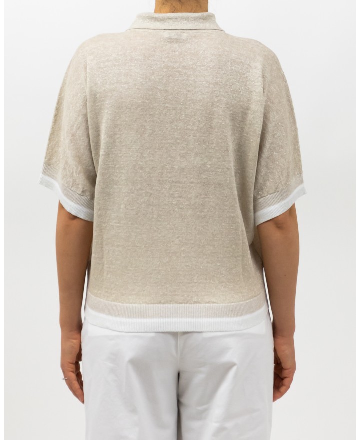 Peserico - Polo Senza Bottoni Cappuccino Beige Donna M99912F12 B9273 B43 P25