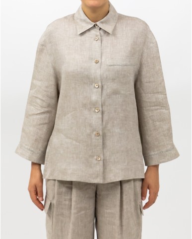 Peserico - Camicia Over Cappuccino Beige Donna S06121 02600 948 P25