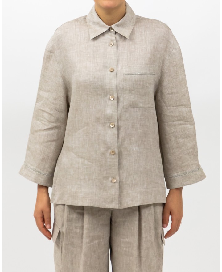 Peserico - Camicia Over Cappuccino Beige Donna S06121 02600 948 P25