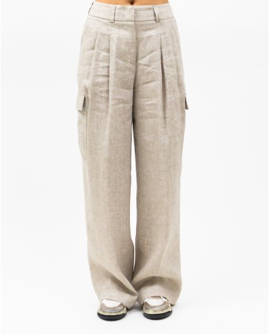 Peserico - Pantalone Palzzo Cargo Beige Donna Peserico - Pantalone Palzzo Cargo Beige Donna