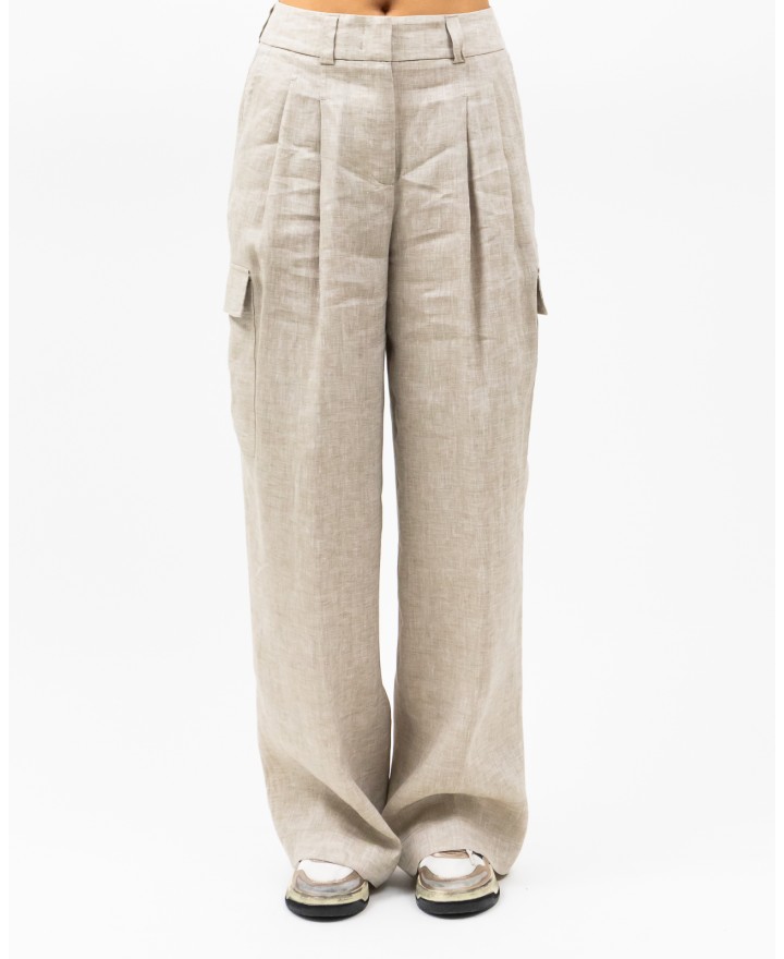 Peserico - Pantalone Palzzo Cargo Beige Donna Peserico - Pantalone Palzzo Cargo Beige Donna