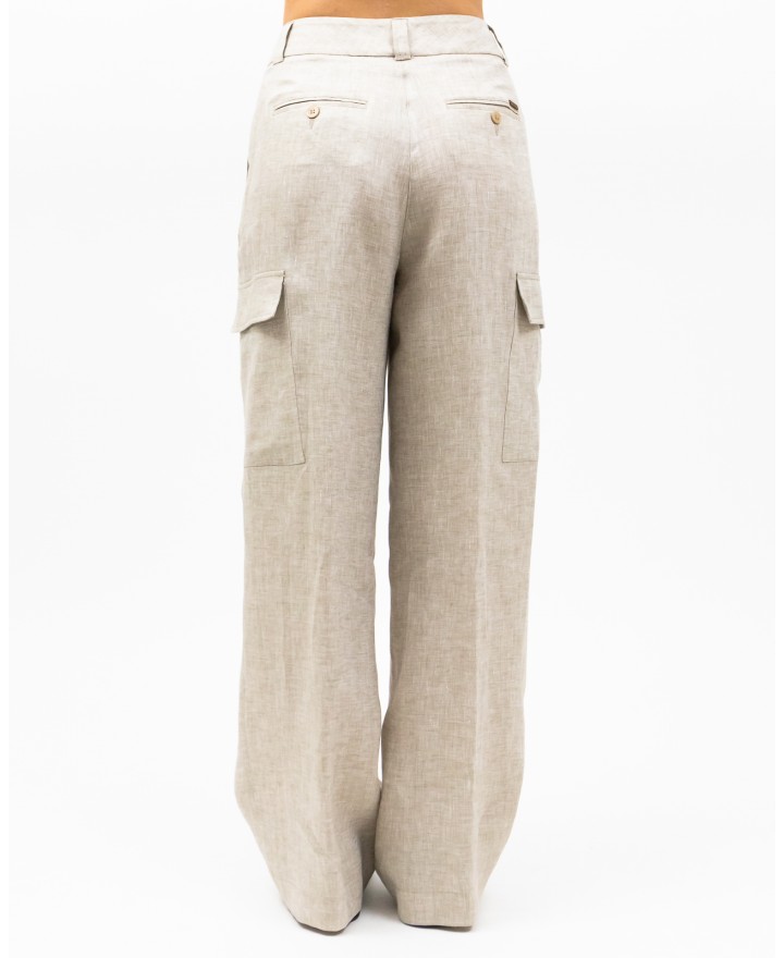 Peserico - Pantalone Palzzo Cargo Beige Donna Peserico - Pantalone Palzzo Cargo Beige Donna