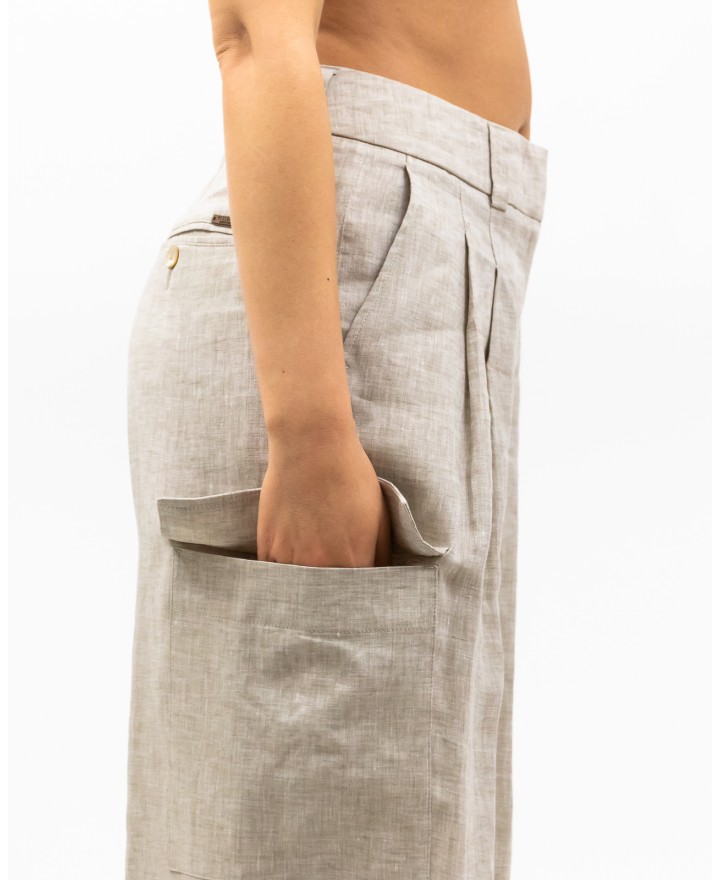 Peserico - Pantalone Palzzo Cargo Beige Donna Peserico - Pantalone Palzzo Cargo Beige Donna