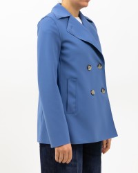 Harris Wharf London - Trench Corto Scuba Denim Blue Donna A2211PJT 434 DENIM B P25