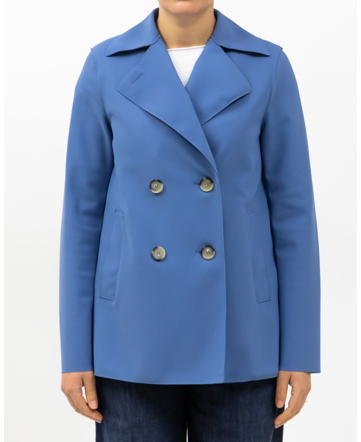 Harris Wharf London - Trench Corto Scuba Denim Blue Donna A2211PJT 434 DENIM B P25