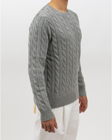 Polo Ralph Lauren - Maglia Cotone a Trecce Rosa Grigia Uomo 710775885013 P25