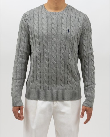 Polo Ralph Lauren - Maglia Cotone a Trecce Rosa Grigia Uomo 710775885013 P25