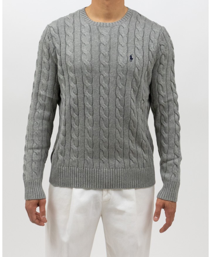 Polo Ralph Lauren - Maglia Cotone a Trecce Rosa Grigia Uomo 710775885013 P25