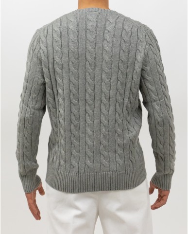 Polo Ralph Lauren - Maglia Cotone a Trecce Rosa Grigia Uomo 710775885013 P25