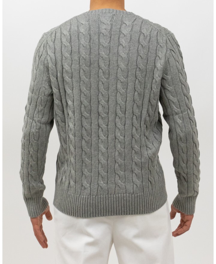 Polo Ralph Lauren - Maglia Cotone a Trecce Rosa Grigia Uomo 710775885013 P25