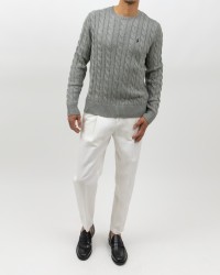 Polo Ralph Lauren - Maglia Cotone a Trecce Rosa Grigia Uomo 710775885013 P25