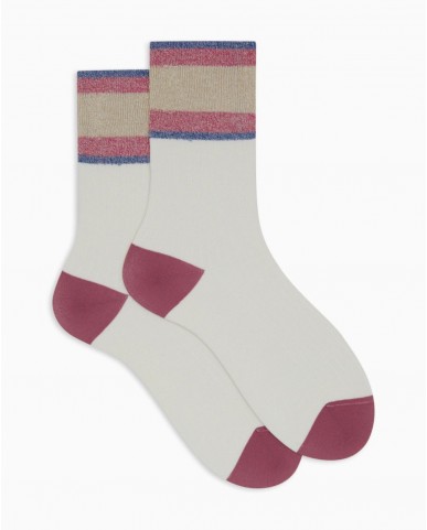 Gallo - Women's Pink Striped Calf Socks AP508230 30076 P25