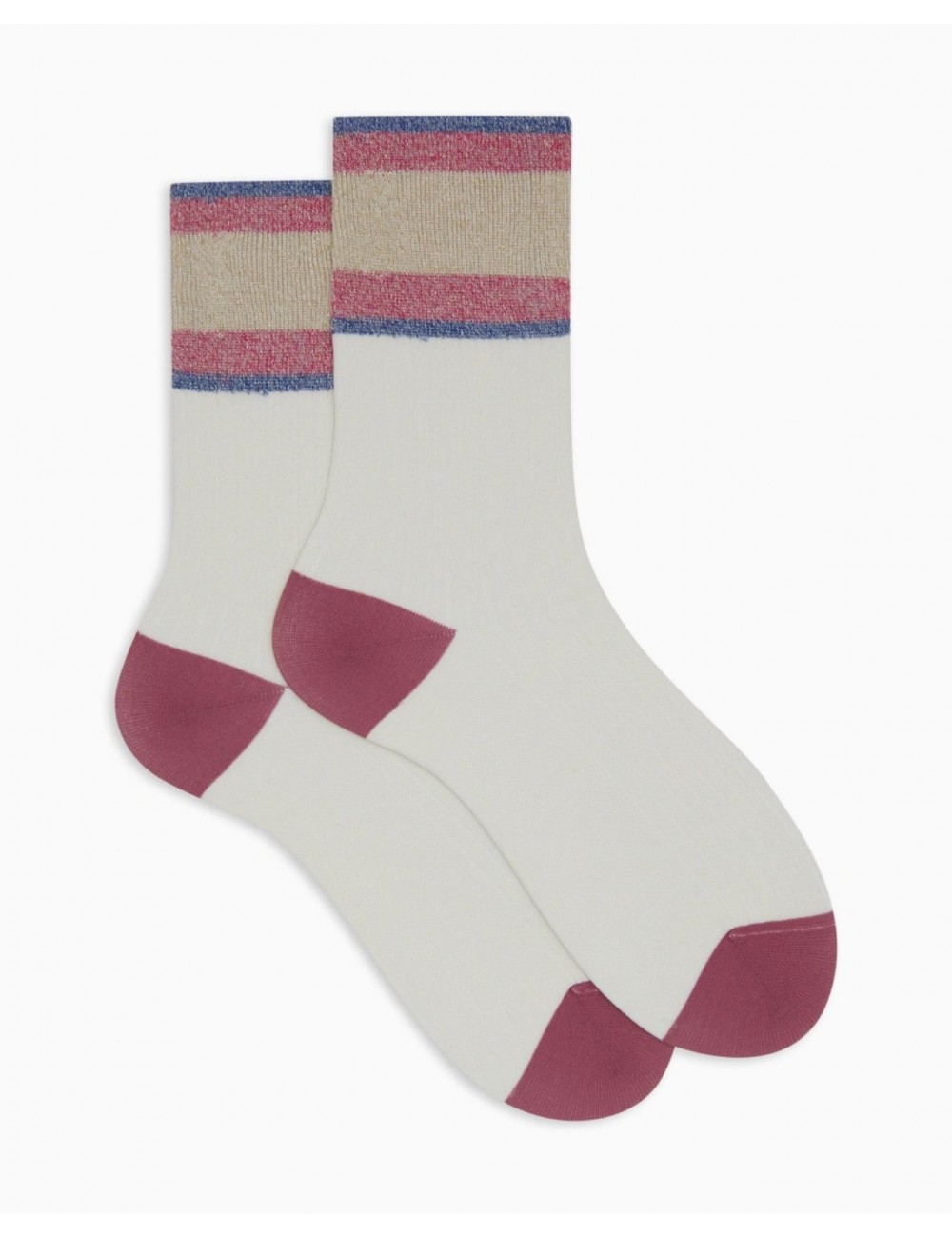 Gallo - Women's Pink Striped Calf Socks AP508230 30076 P25