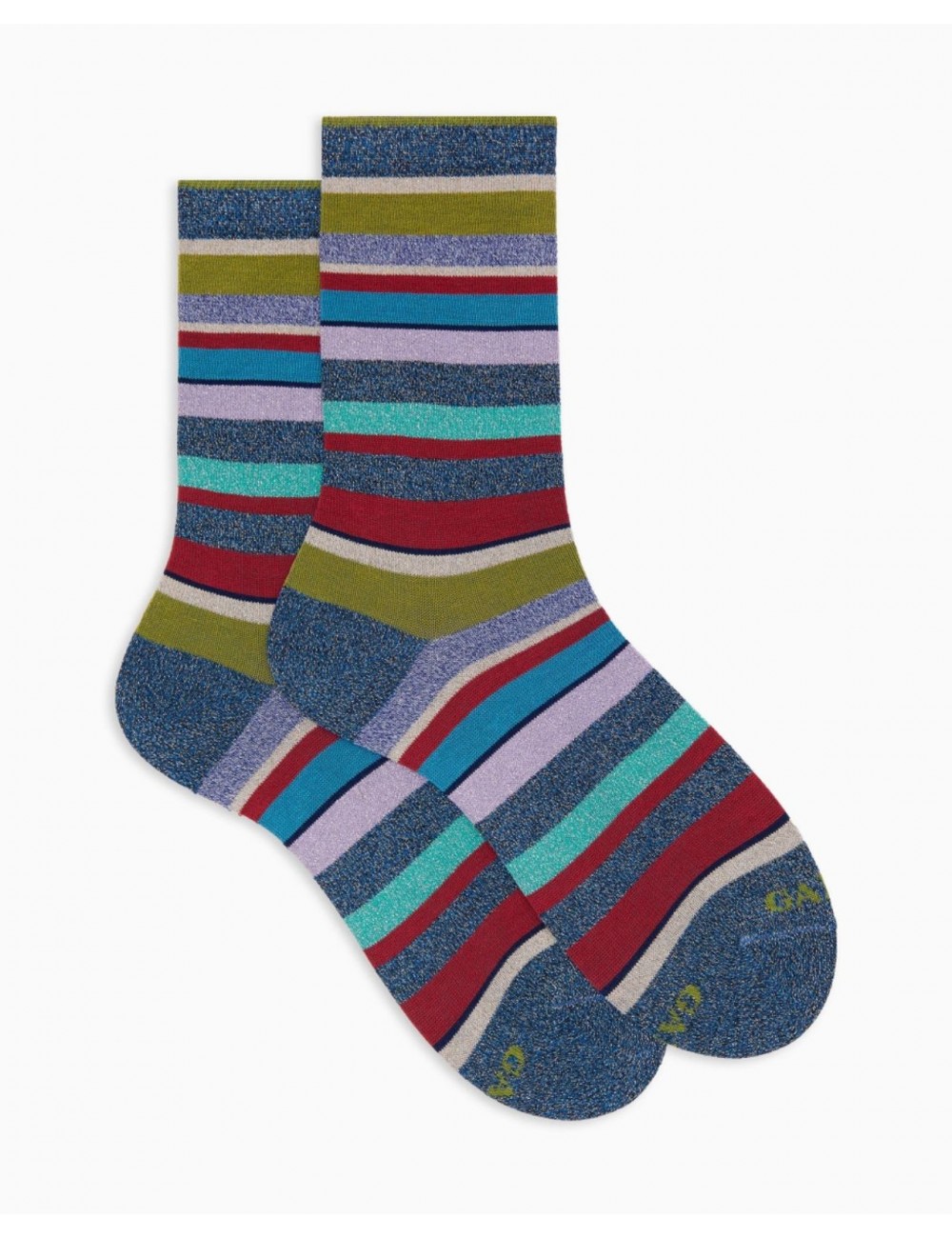 Gallo - Calze al Polpaccio Lurex Righe Blu Donna AP512028 31750 P25