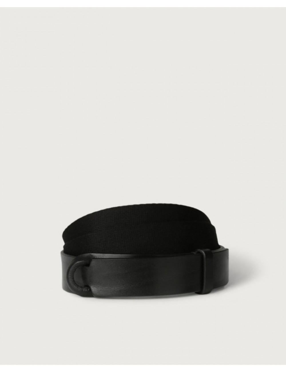 Orciani - Cintura NoBuckle Bull Cuoio/Tessuto Nera Uomo NB0001 BUL NER CON