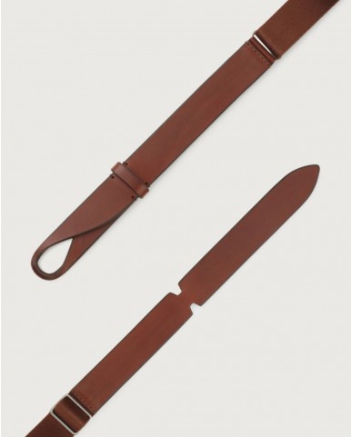 Orciani - Men's NoBuckle Bull Leather/Fabric Burnt Belt NB0001 BUL BRU P24