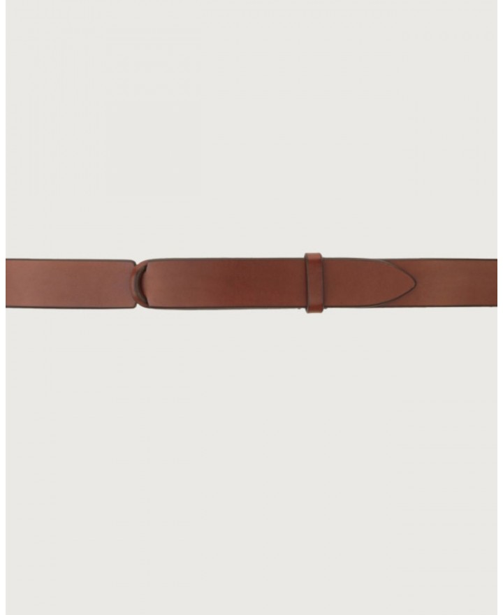 Orciani - Men's NoBuckle Bull Leather/Fabric Burnt Belt NB0001 BUL BRU P24