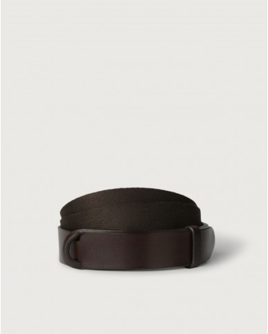 Orciani - Men's NoBuckle Bull Leather/Textile Brown Belt NB0001 BUL TMO CON