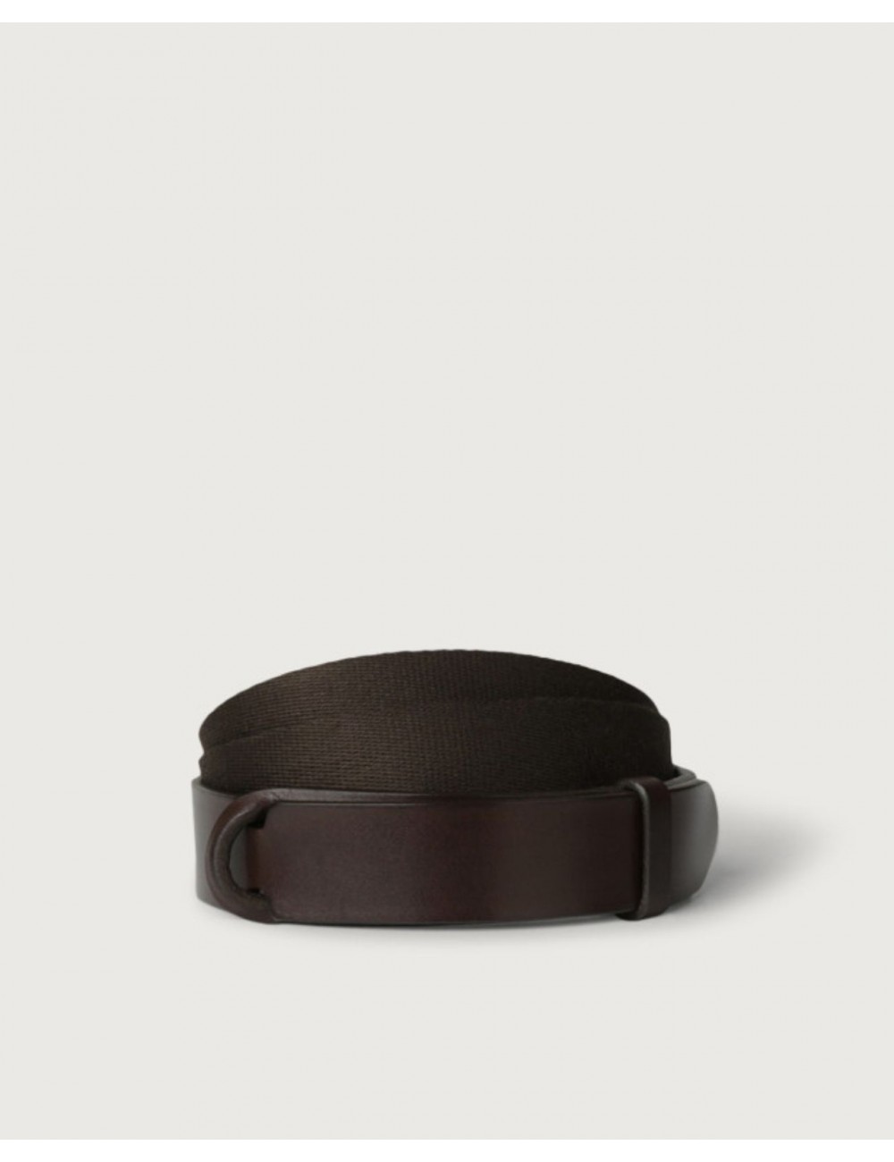 Orciani - Cintura NoBuckle Bull Cuoio/Tessuto Testa di Moro Uomo NB0001 BUL TMO CON