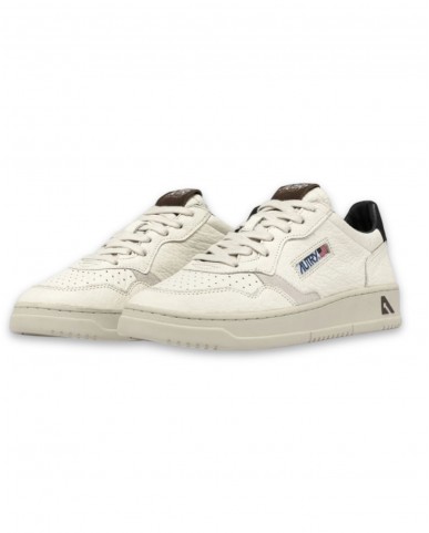 Autry - Men's Ivory/Black Hammered Leather Medalist Shoe AULM LE15 CON