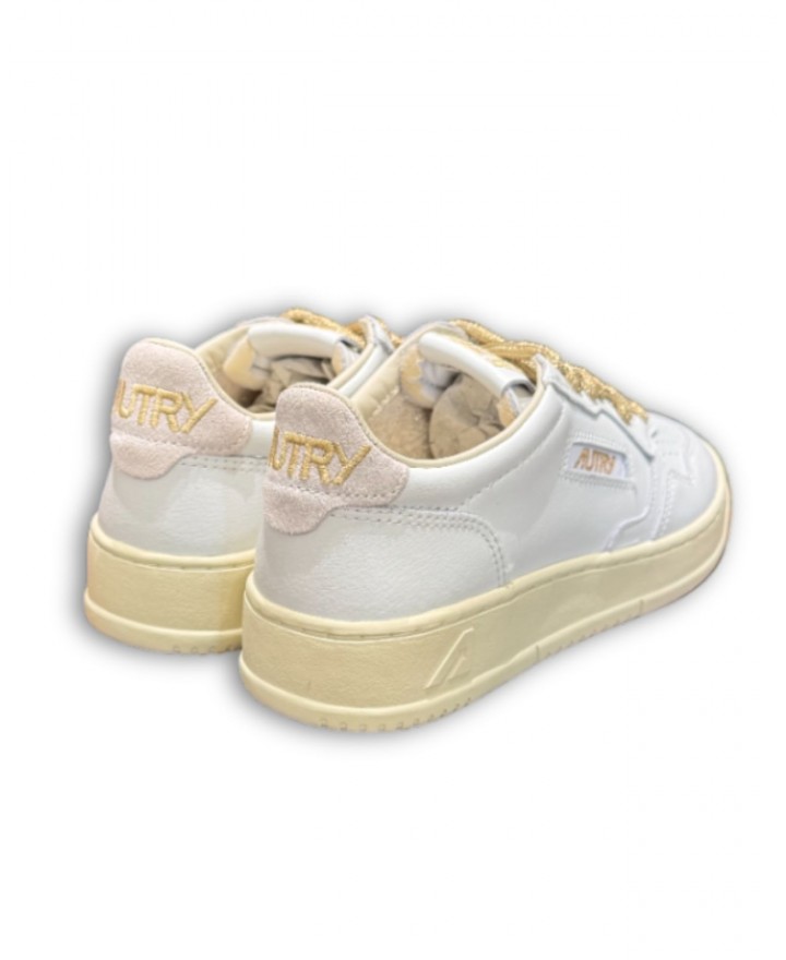Autry - Women's Medalist White Leather Shoe Laces Gold AULW SW01 CON