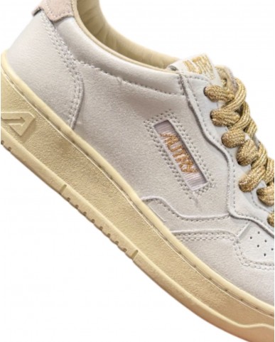 Autry - Women's Medalist White Leather Shoe Laces Gold AULW SW01 CON