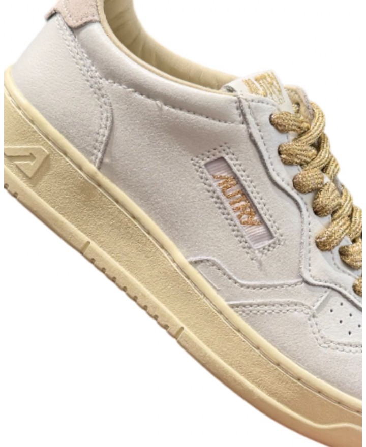 Autry - Women's Medalist White Leather Shoe Laces Gold AULW SW01 CON