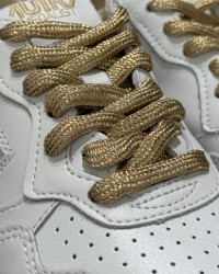 Autry - Women's Medalist White Leather Shoe Laces Gold AULW SW01 CON
