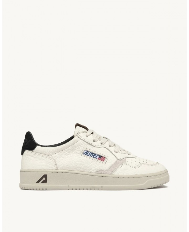 Autry - Men's Ivory/Black Hammered Leather Medalist Shoe AULM LE15 CON