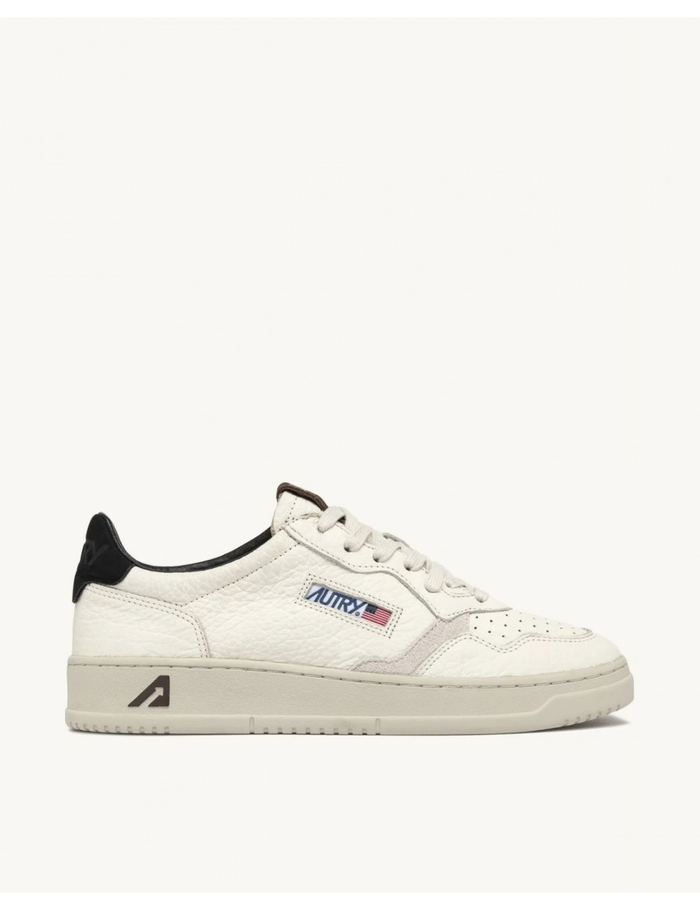 Autry - Men's Ivory/Black Hammered Leather Medalist Shoe AULM LE15 CON