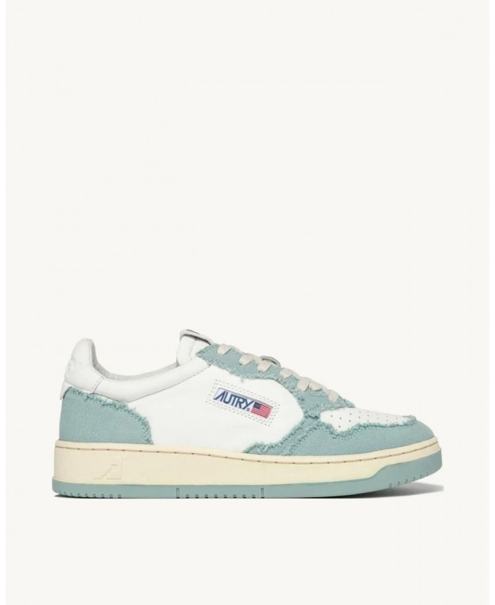 Autry - Scarpa Medalist Pelle Bicolor Canvas Bianca/Blu Surf Donna AULW CB12 P24