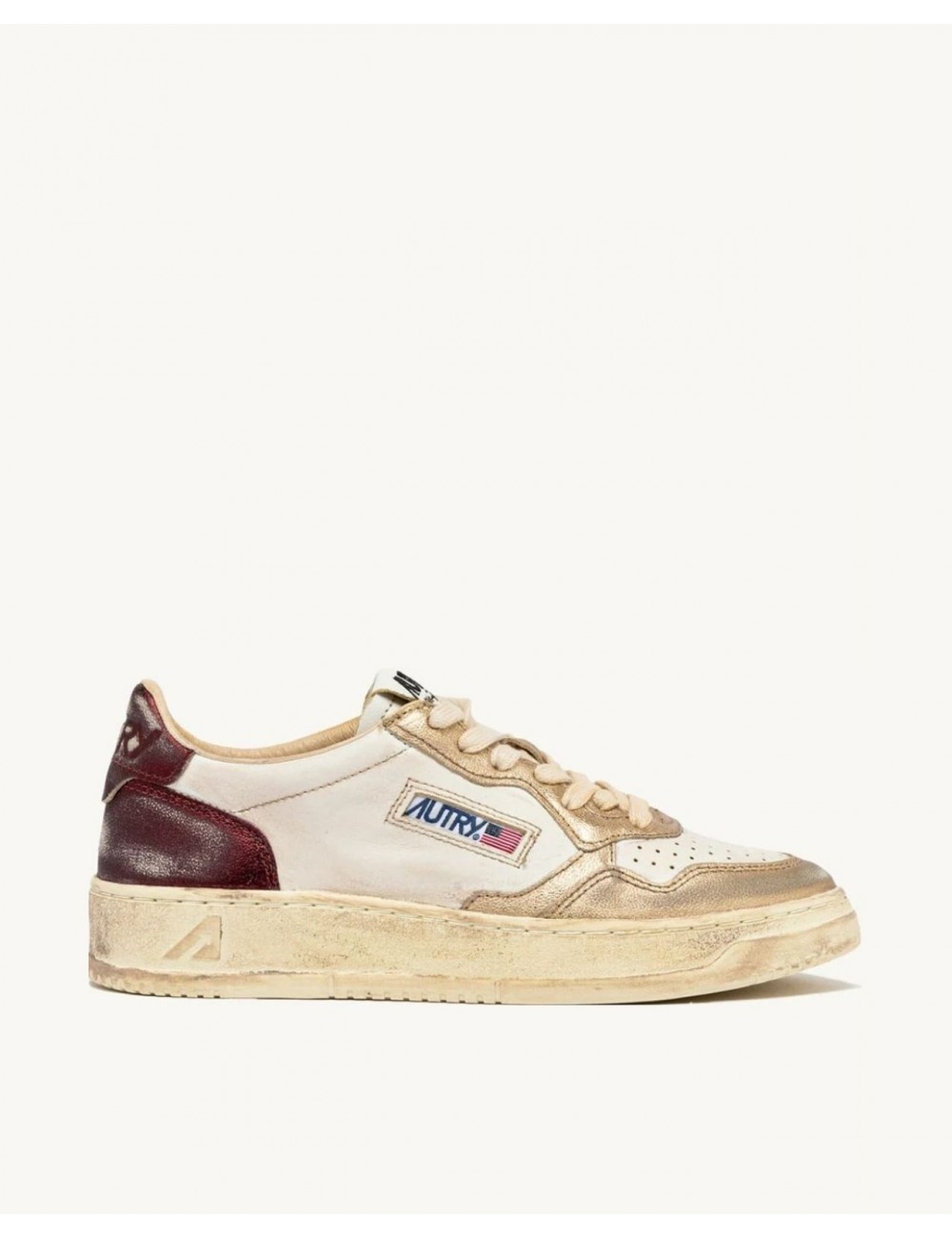 Autry - Women's Medalist Supervintage Leather Shoe Platinum/Bordeaux AVLW MT04 CON