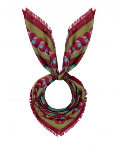 Pinto - Foulard Seta 90x90 Rosso/Oliva Donna ALOEUW 516119 I25