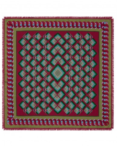 Pinto - Women's Red/Olive Silk Scarf 90x90 ALOEUW 516119 I25