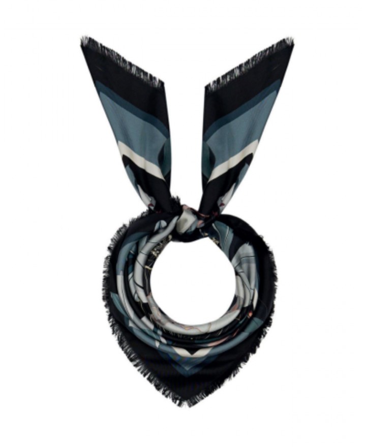 Pinto - Women's Blue Silk Scarf 90x90 ALOEUW 516242 I25