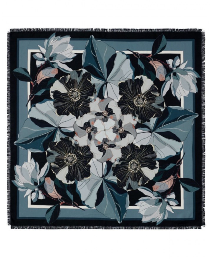 Pinto - Women's Blue Silk Scarf 90x90 ALOEUW 516242 I25