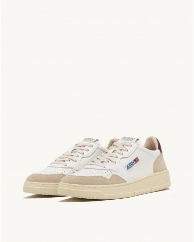 Autry - Scarpa Medalist Pelle/Suede Bianca/Bordeaux Uomo AULM LS03 CON