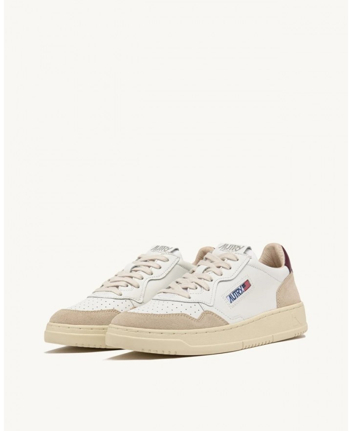 Autry - Scarpa Medalist Pelle/Suede Bianca/Bordeaux Donna AULW LS03 CON