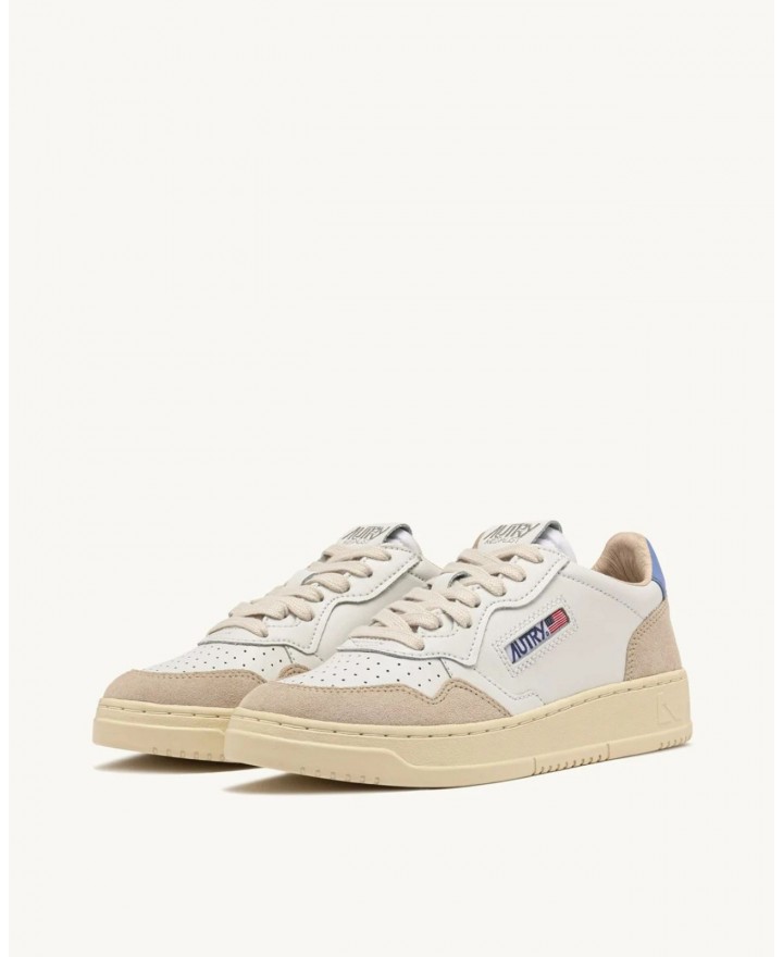Autry - Scarpa Medalist Pelle/Suede Bianca/Azzurro Donna AULW LS04 CON