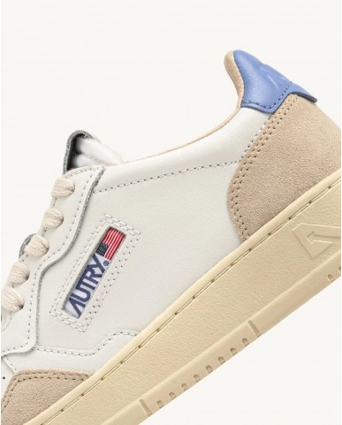 Autry - Scarpa Medalist Pelle/Suede Bianca/Azzurro Donna AULW LS04 CON